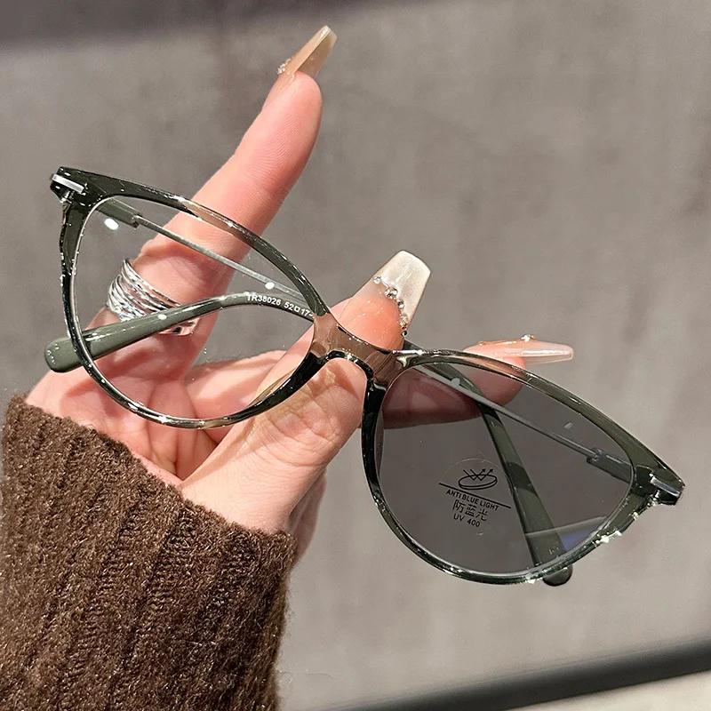 Очки для чтения Cat Eye Pochromic для мужчин и женщин, модные, блокирующие синий свет, для пресбиопии, трендовые новые солнцезащитные очки для дальнозоркости
