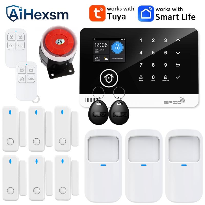Tuya Smart WiFi GSM Home Security Pet PIR Alarm System RFID APP Control Wireless Solar Siren Outdoor Camera Volume Adjustable