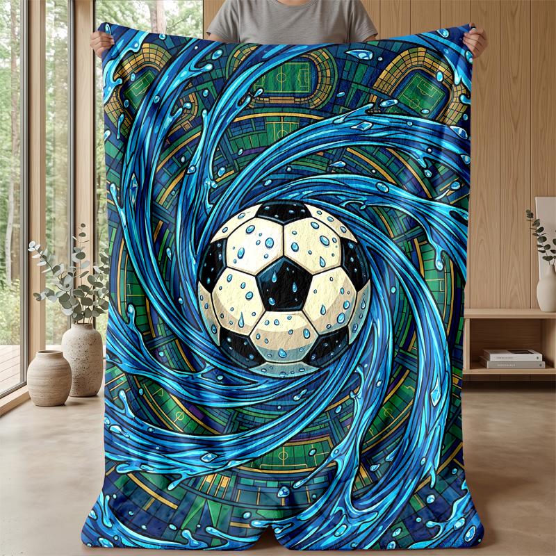 Soccer Ball in Water 1 Theme blanket Lightweight Warm Flannel Blanket Decorative Throw Blanket for Home Decoration