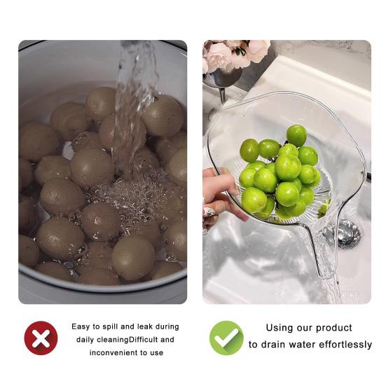 Кухонная сливная корзина Съемная полая пластина Быстрый дренаж Гладкий пищевой сорт Фрукты Овощной салат Дуршлаг для мытья посуды Фильтр для хранения Инструмент для очистки