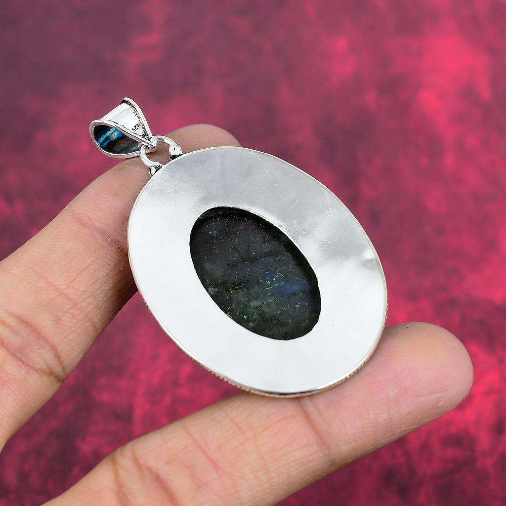 Подвеска из лабрадорита, ручная работа, драгоценный камень, серебряный кулон 925 пробы, антикварная бижутерия, для подарка, серебряные украшения