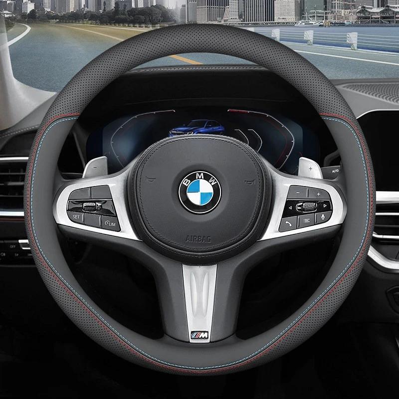 For BMW X1 X3 X5 3 5 7 Series F30 G20 G80 G26 G30 G60 G11 F48 G01 G45 G05 Leather Steering Wheel Cover Ultra-thin Accessories