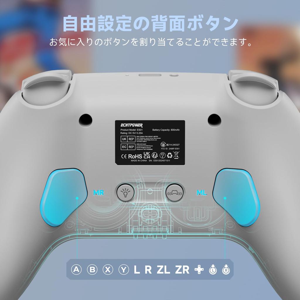 Wireless Switch Controller with Hall Effect RGB Back Turbo 4 Levels of Vibration Gyro 800mAh Compatible with Pro Controller Sticks, Lighting, Buttons,