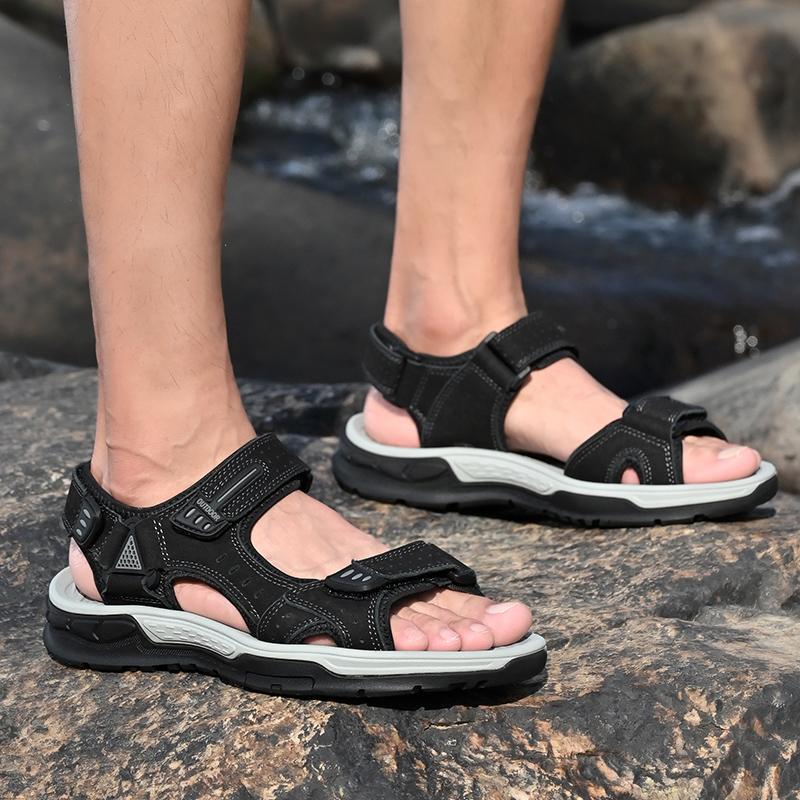 Модные мужские сандалии из натуральной кожи, модная летняя обувь для мужчин, дышащие сандалии для спорта на открытом воздухе для мужчин, пляжная обувь