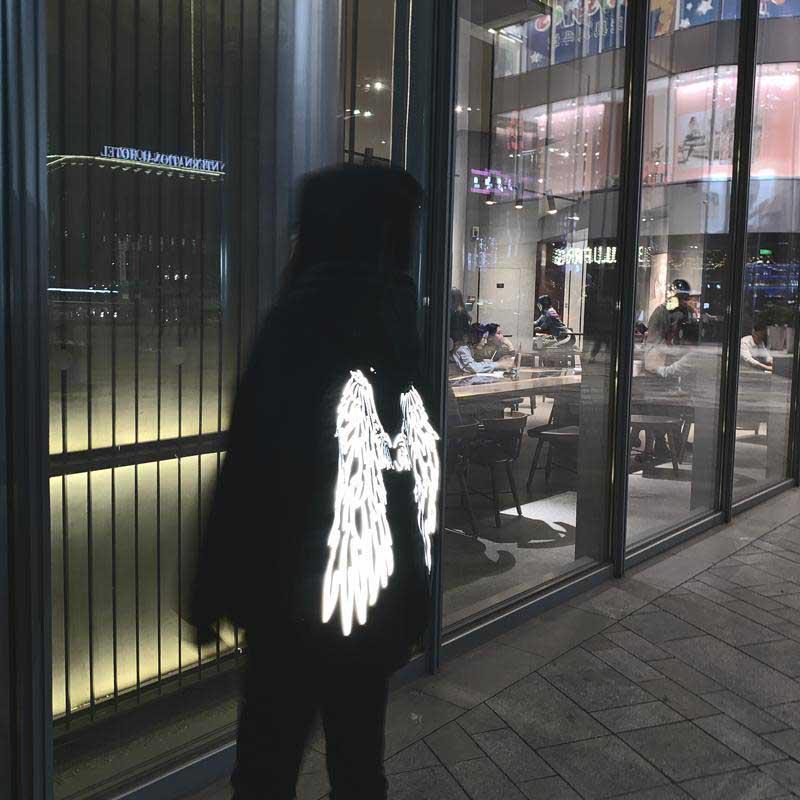 Светоотражающие толстовки Ангел на спине с буквенным принтом в уличном стиле, толстые толстовки унисекс, зимний теплый пуловер, пальто, женские толстовки в стиле панк