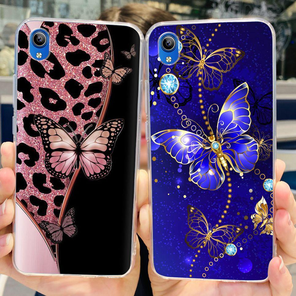 For Vivo Y1s 2020 1929 Back Case Vivo Y91c Y90 1820 1823 Y91i India Soft Silicone Matte Bumper Flower Butterfly Print Coque Capa