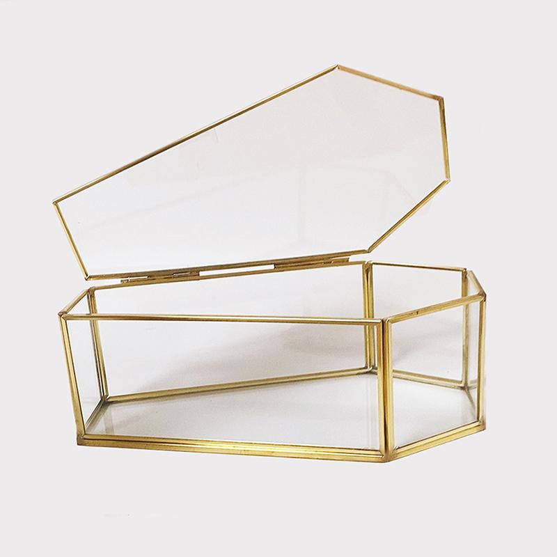 Gothic Coffin Glass Jewelry Box Vintage Display Case Halloween Storage Keepsake Box With Hinged Lid Candy Tray Multifunctional