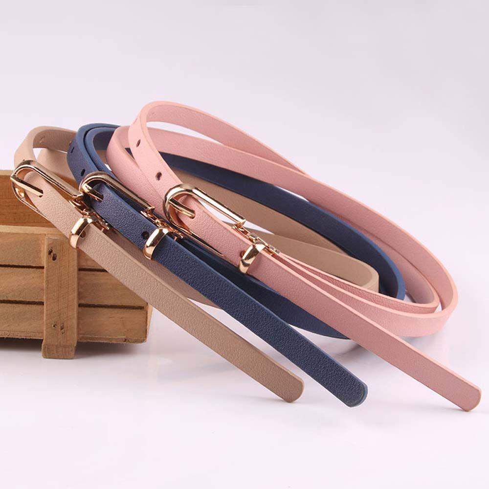 Skinny Elegant Candy Color Women Female Thin Waistband Waist Belts Dress Strap Pu Leather Belt