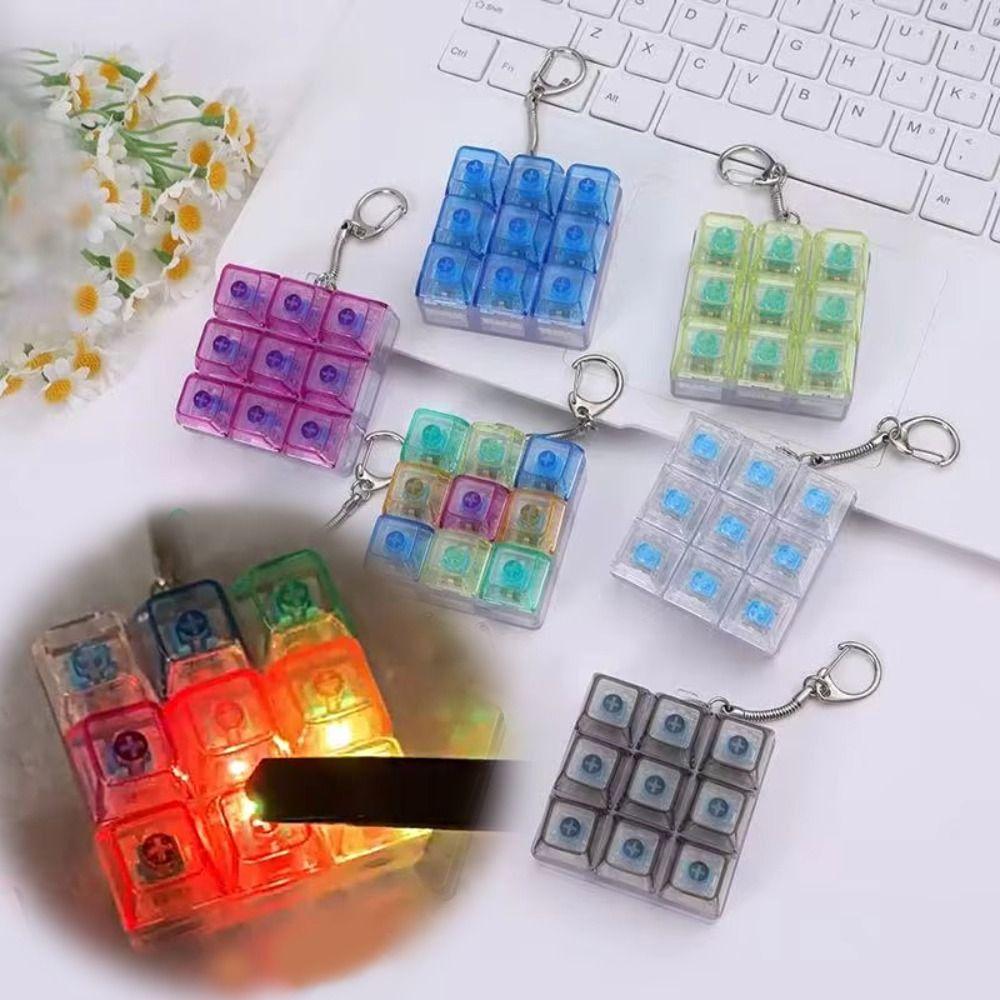 Clear Clicker Decompression Fidget Keychain Colorful Keycap Button Finger Clicker Toys Boys Girls