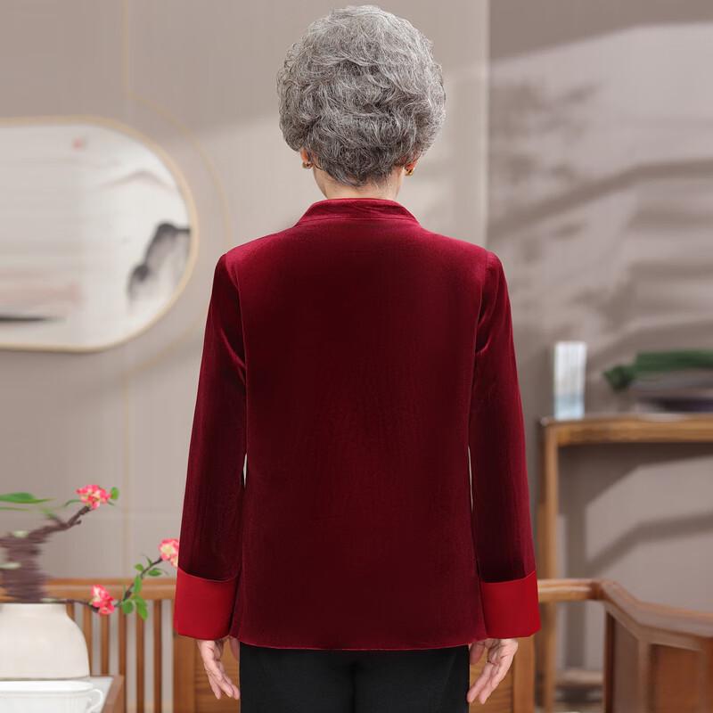 Yalu Elderly Mother's Floral Cheongsam-Style Festive Jacket