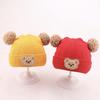 3-24M Newborn Beanie Cap Winter Warm Knit Woolen Hat Cute Plush Ball Infant Skullcaps Cartoon Bear Boy Girl Kids Crochet Bonnet