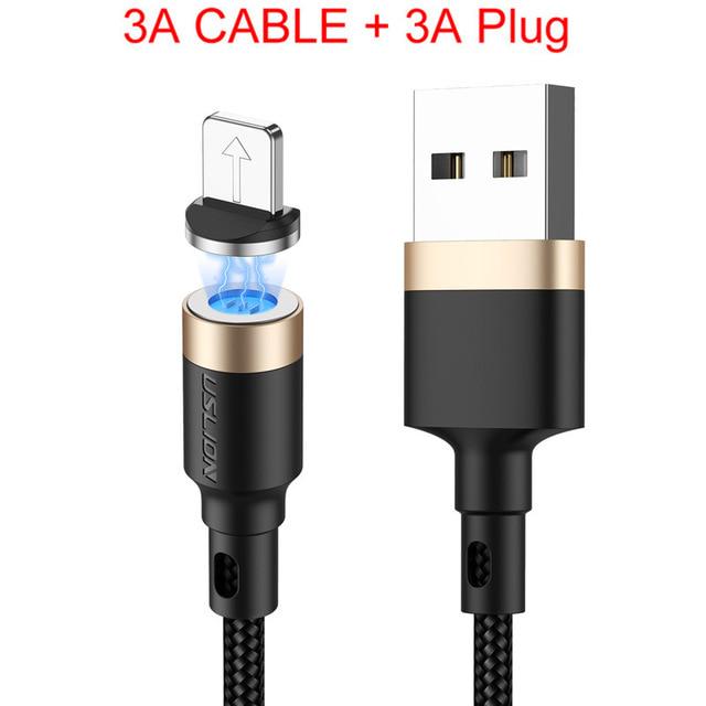 USLION 3A Быстрая зарядка телефона Магнитный кабель Micro USB Тип C Магнитный кабель Быстрая зарядка для iPhone