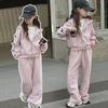 Girls' Korean-Style Bow Sportswear Set: Hooded Jacket & Trousers for Children - Perfect for Spring & Autumn