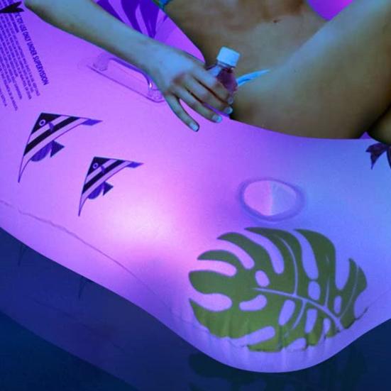 Надувной надувной матрас для бассейна с подголовником. U-образное кресло для плавания с подсветкой, меняющей цвет. Двойной подлокотник и подстаканник. Водный диван с принтом.