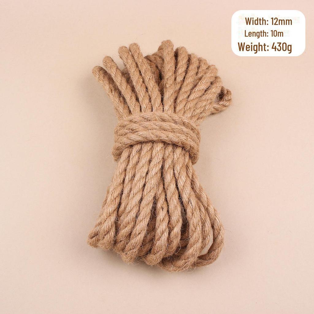 Thick Natural Hemp Rope for DIY, Decorative Binding, Gift Packaging & Cat Climbing