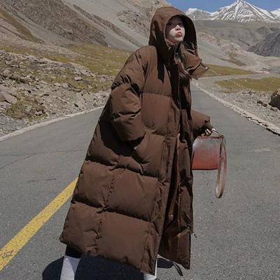 Зимняя куртка с подкладкой средней длины до колена, пуховик с подкладкой, женская корейская версия, свободная толстая куртка с капюшоном
