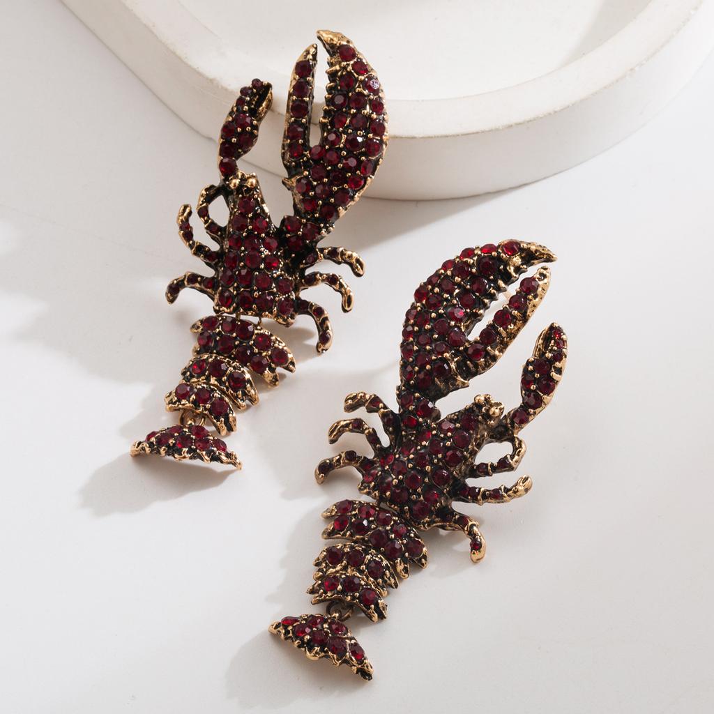 Серьги из океанической серии для женщин, модные серьги с бриллиантами в виде лобстера, стрекозы, краба, универсальные серьги-пусеты с серебряной иглой S925