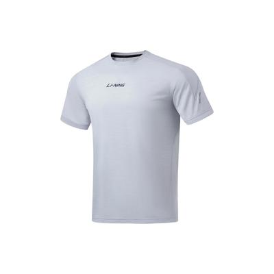Футболка Li Ning Cool Tea T Casual Sports Letter Быстросохнущая Удобная дышащая футболка с коротким рукавом для мужчин Цвет: серый, с цветочным принтом ATSU725-3