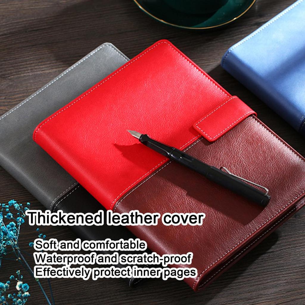 A5 Buckled Leather Student Subject Notebook, Business Loose-leaf Notepad, Office Meeting Record Book, Thickened Diary, Travel Log