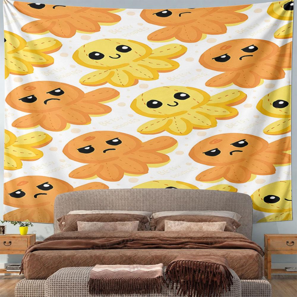 Cute Cartoon Octopus Pattern Decor Pattern Wall Hanging Tapestry Decorative Tapestry Home Decor for Bedroom and Living Room