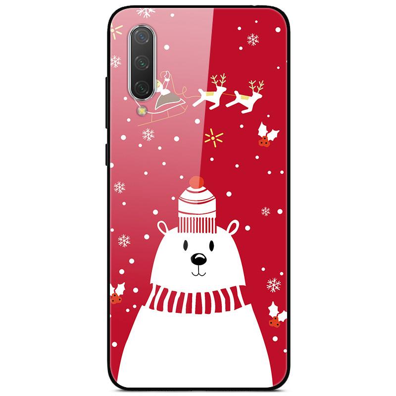 New Year Christmas Case For Xiaomi Mi 9 Lite CC9 CC9E A3 9T SE Tempered Glass Hard Cover For Redmi Note 8T 8 7 K20 Pro Bumper