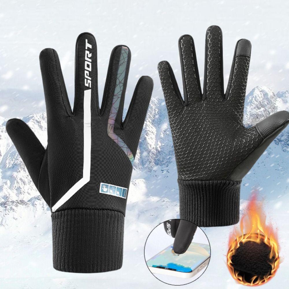 Touch Screen Plush Winter Warm Gloves Windproof Motorcycle Cycling Gloves For Women Man