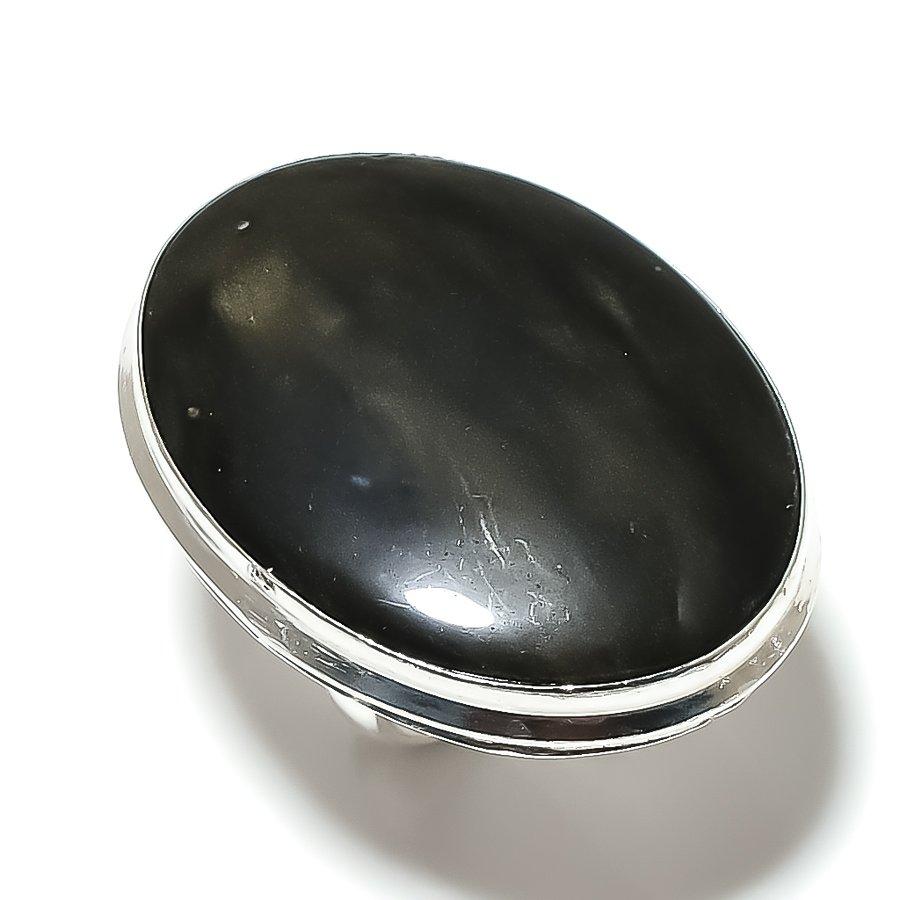 Подарочное кольцо Sunsheen Obsidian Handmade из стерлингового серебра 925 пробы, размер 10 V4D41