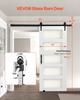 Sliding Barn Door, 813 x 2134mm, High-Strength MDF Panel and Glass, Barn Door with Hardware Kit, Water-Proof PVC Surface, Easy to Install, H-Frame,