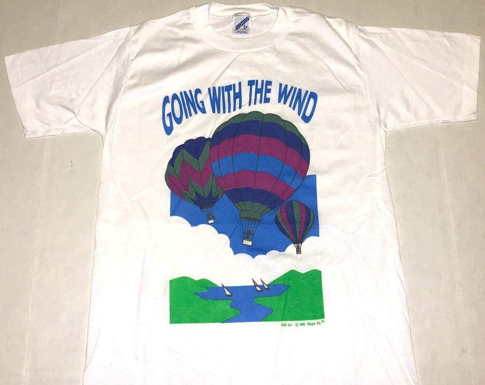 Rare Vintage 1990 Hot Air Balloon Ballooning Going With The Wind T-Shirt New! SM Unisex T-Shirt