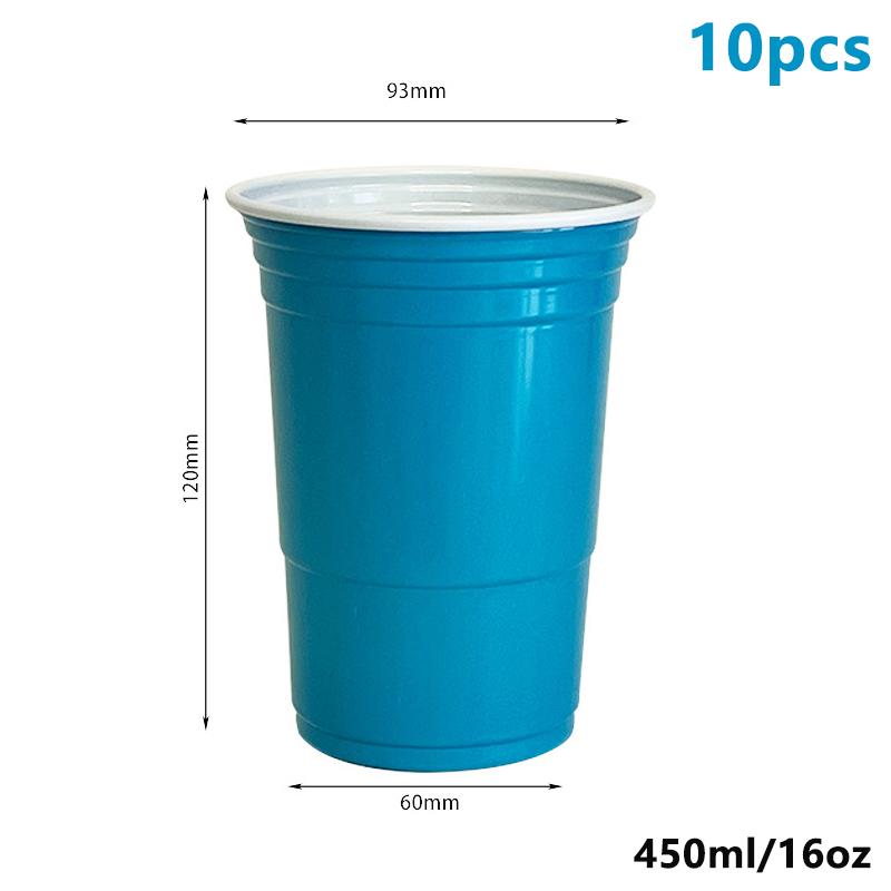 10Pcs 450ml Colorful Disposable Plastic Beer Pong Cups for Party Bar Game Supplies