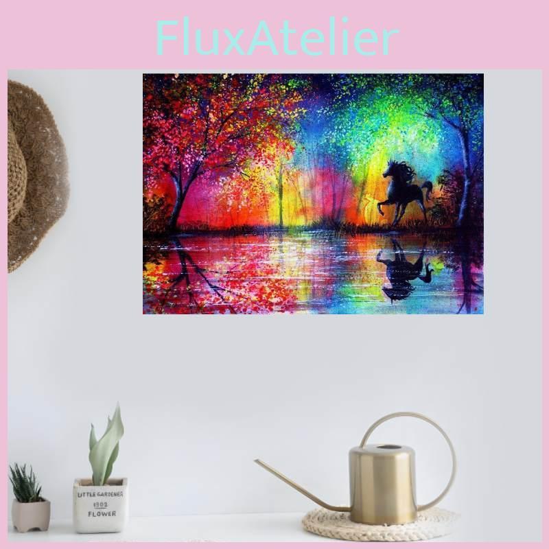 Холст без рамы Животное Лошадь Настенное искусство для дизайна интерьера спальни и офиса