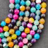 Natural Colored Rainbow Mix Striped Banded Agate Beads, Gemstone Beads, Loose Round Beads, 14-15 Inch Strand, 6mm 8mm 10mm Size Stone Beads.