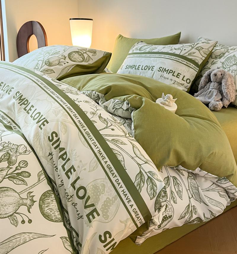 Комплект постельного белья из четырех предметов, пододеяльник из чистого хлопка с цветочным рисунком, простыня для спальни из трех предметов