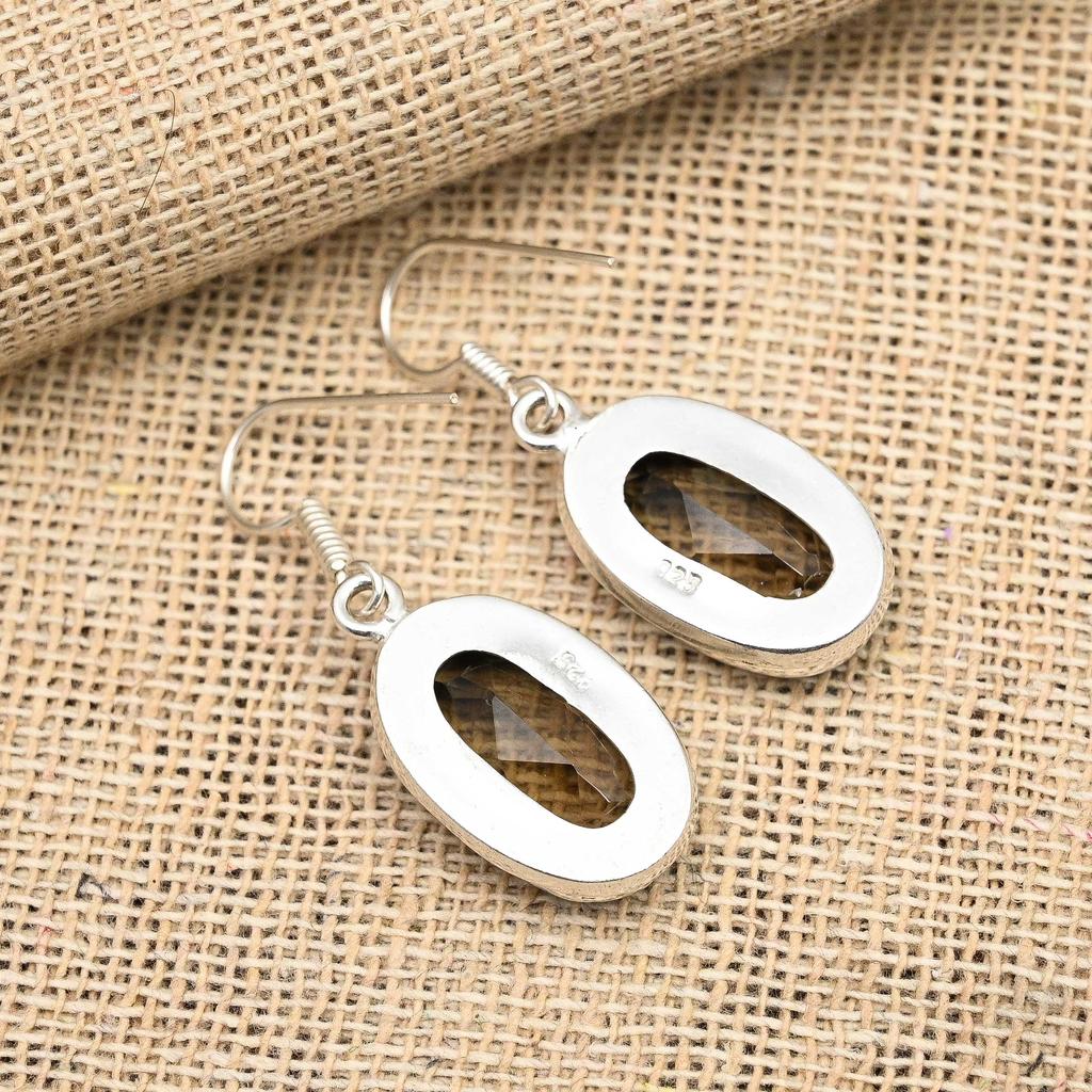 Ювелирные изделия из твердого серебра 925 пробы с дымчатым топазом и драгоценным камнем ручной работы