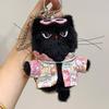 Плюшевый брелок-кошка с дизайном рубашки с цветами и солнцезащитных очков для аксессуара на сумку и коллекционного предмета
