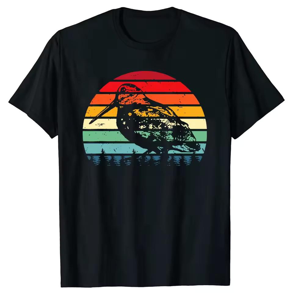 Crew Neck Short-sleeved T-shirt, Suitable for Hunting, Retro, Rooster, Hunter, Bird, Nostalgia, Fun, Fashion, Clothing Casual