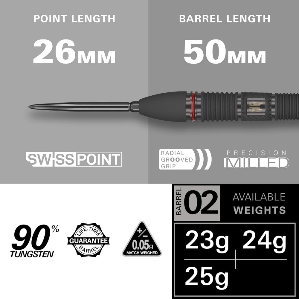 Набор дартсов Target Darts Scope с стальными наконечниками Swiss Point 90% Вольфрам Стальной наконечник D29