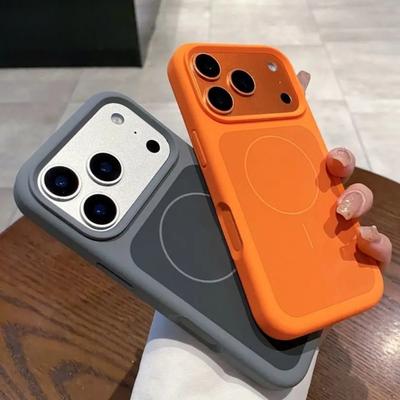 Оригинальный однотонный жидкий силикон для чехла MagSafe для iPhone 17 Pro 17 Pro Max, большое окно, ощущение кожи, противоударный чехол