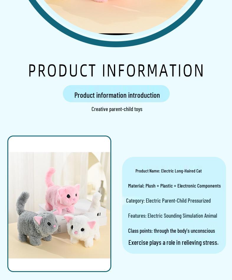 Интерактивный электронный плюшевый котенок: Ходит, мяукает и виляет хвостом - Идеальная детская симуляция питомца