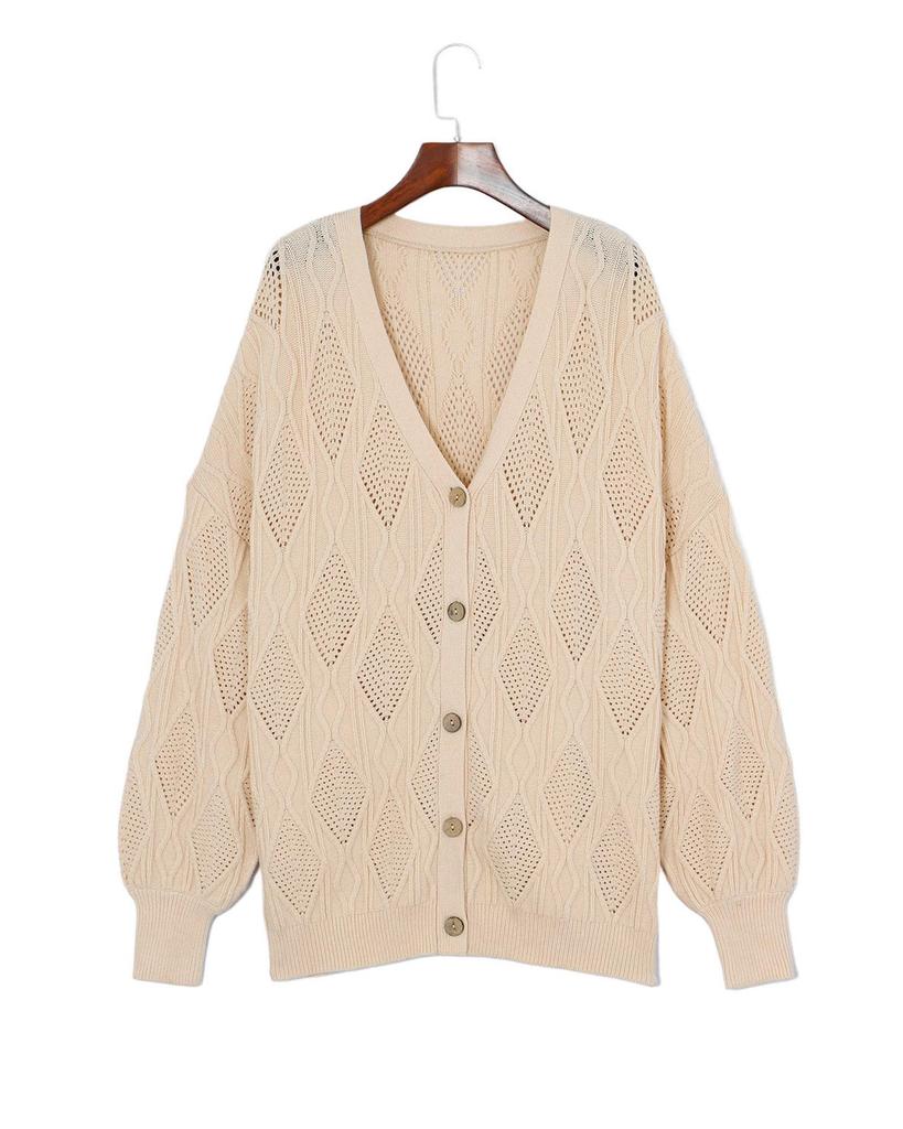 Azura Exchange Абрикосовый плюс размер вязаный ажурный кардиган на пуговицах