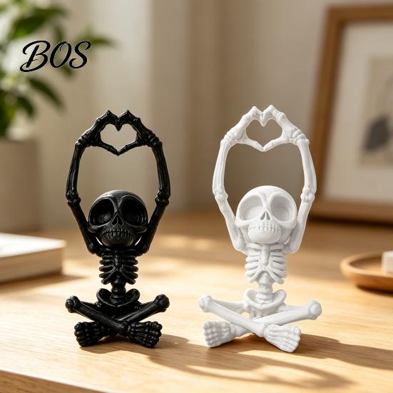 Creative Shelf Decorations Heart-Matching Skull Ornament, 3D Printed Skeleton Statue, Gothic Halloween Table Decoration Compact Size Sculpture