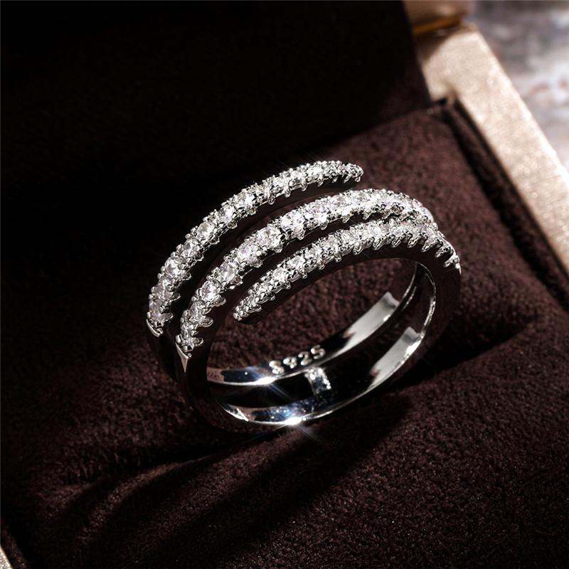 CopperFashion Surround Shaped Finger Rings for Women Shiny Crystal CZ Stone Party Bridal Rings Statement Jewelry