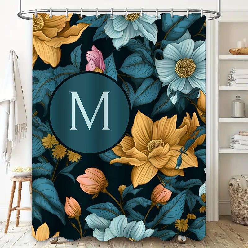 Modern Bathroom Decor: Elegant Gold White Shower Curtain with Geometric Pattern for Bathrooms Perfect Gift Idea