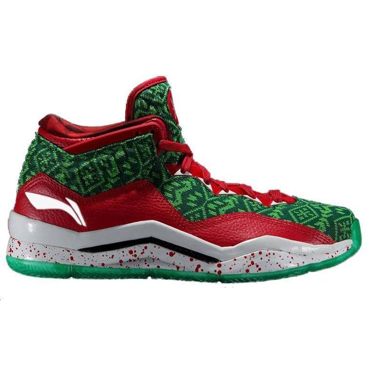Li Ning WOW 3 Way Of Wade 3 Рождественские Нескользящие Средние Баскетбольные Кроссовки Мужские Зеленый Красный Белый ABAJ013-12