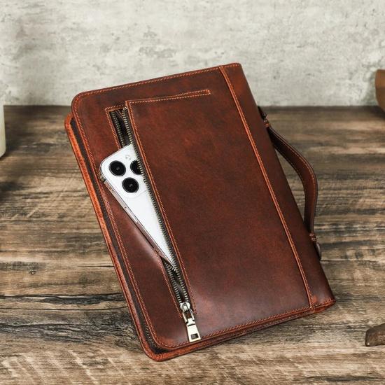 A5Laptop Notebook Case Handmade Genuine Leather With Multiple Card Fountain Pen Positions School Office Supplies Stationery