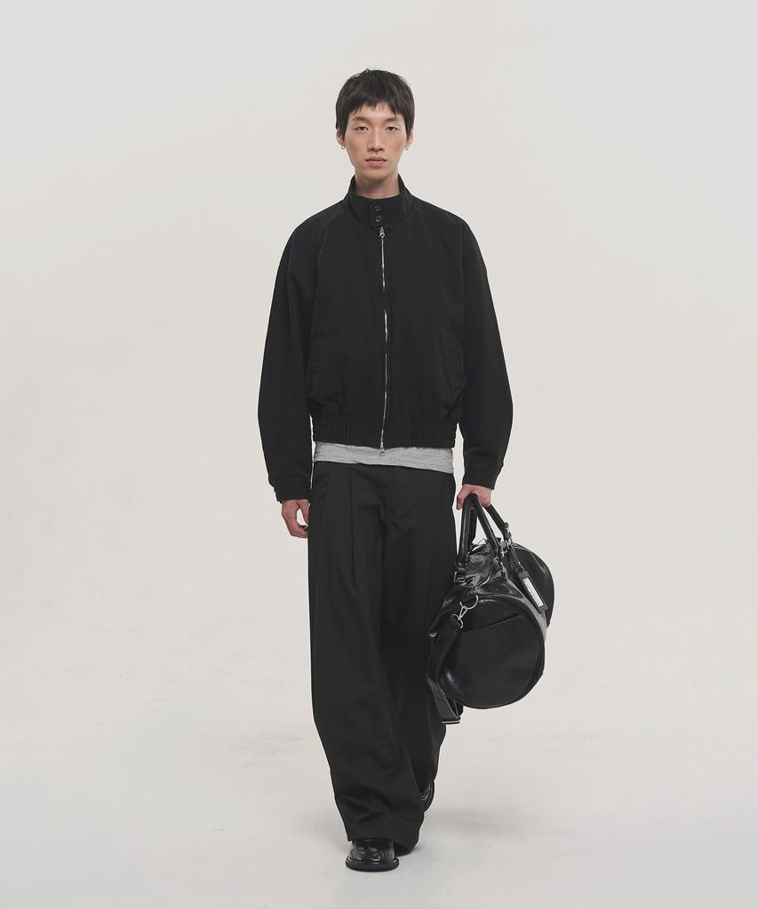 Куртка-свитшот Harrington из хлопка с эффектом 'noise wash' - Черная