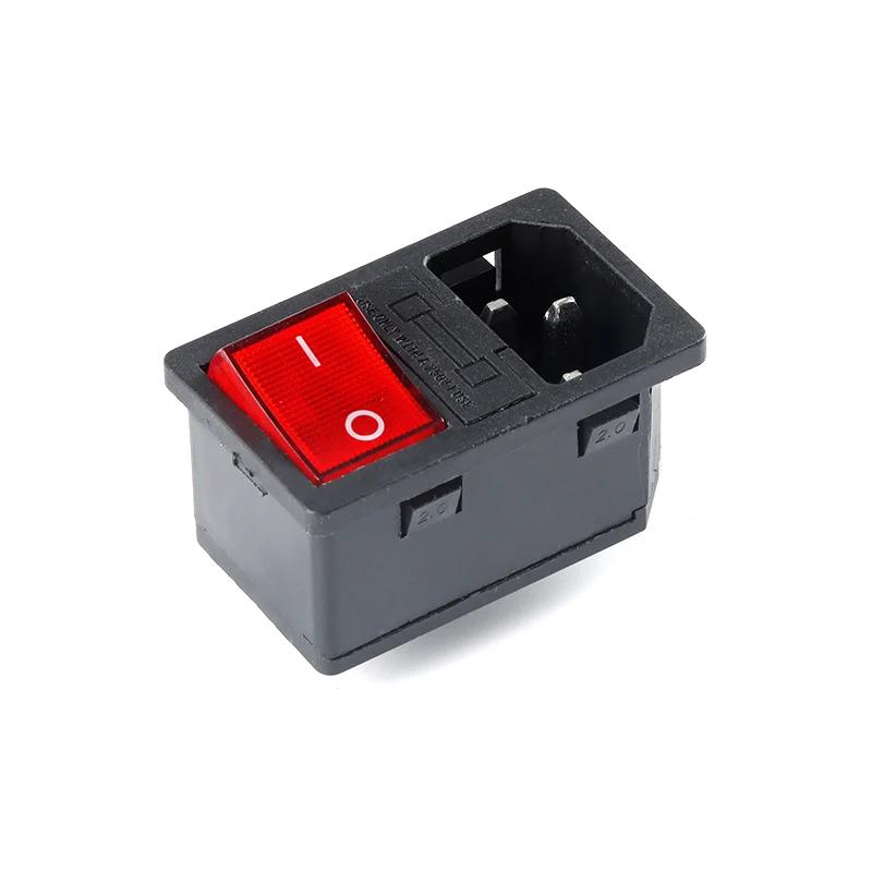 1PCS AC-01 AC-14-F16 Electrical Power Socket 250V Rocker Switch Brass 10A Inlet Plug Connector Computer Mount Outlet With Fuse