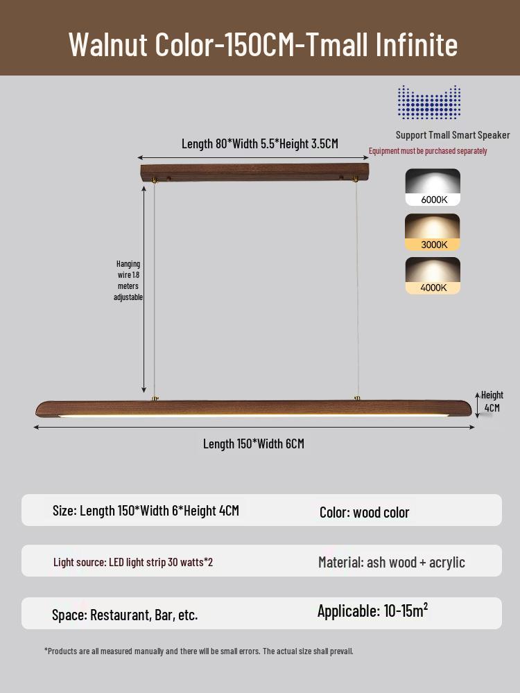 White Ash Solid Wood Zen Chandelier for Dining Room, Tea Room, Bar Counter, or Office Desk