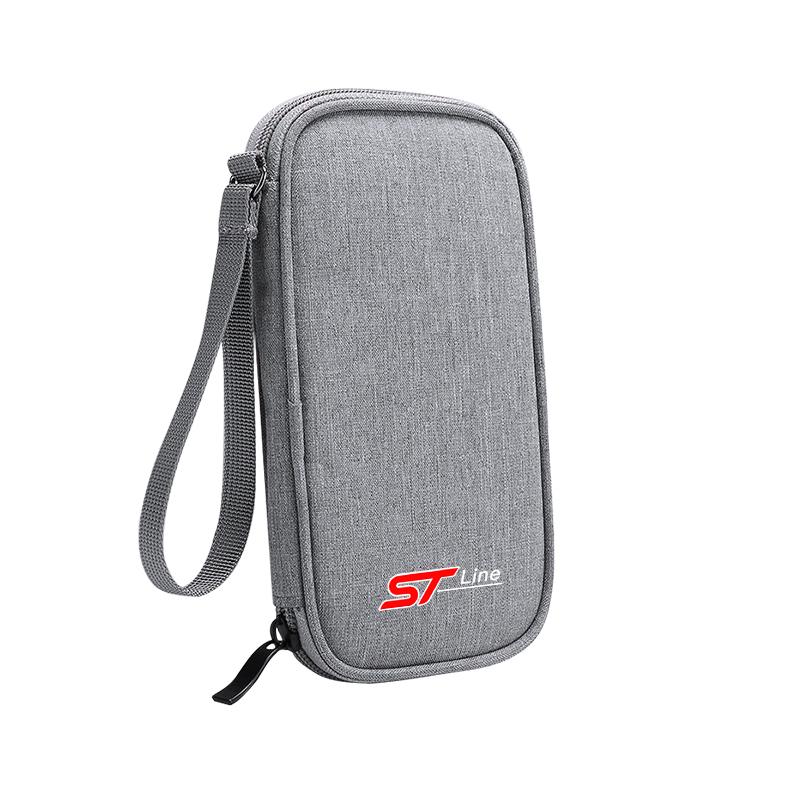 Portable Car Travel Storage Bag Keys Earphone Card Pouch Auto Interiors For Ford ST Line Focus Mustang Fiesta Puma Ranger Kuga