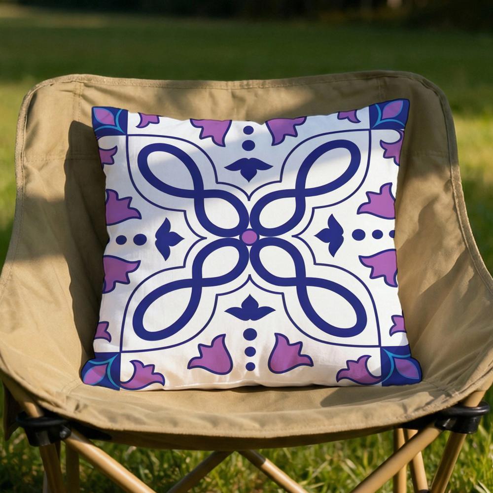 Exotic Portuguese Pattern Cushion Cover Soft Reversible Durable Pillow Cover MultiScene Use for Home Car Daily Comfort